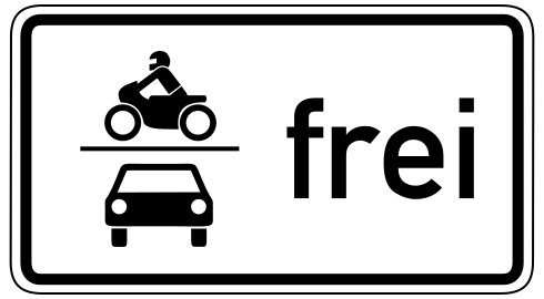 Abbildung Schild PWK und Motorrad frei